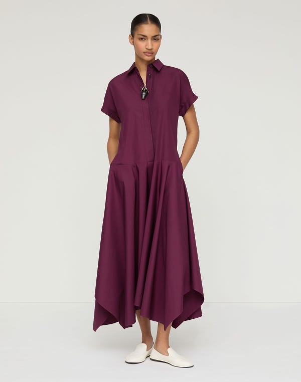 Lafayette148 Organic Cotton Poplin Drop Waist Shirtdress