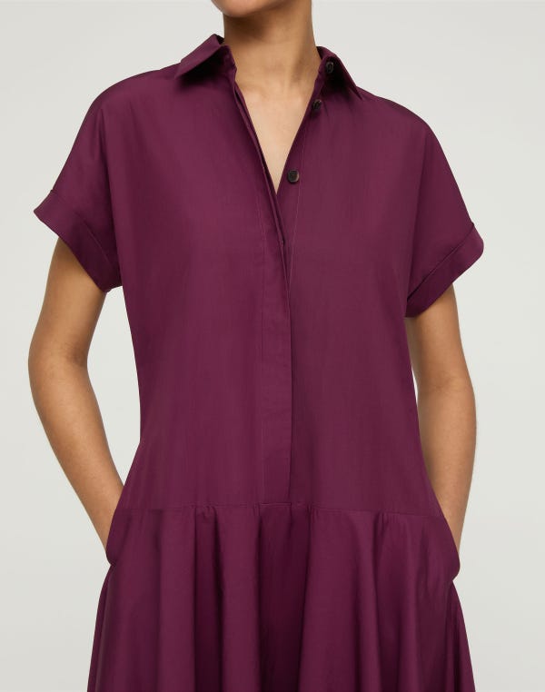 Lafayette148 Organic Cotton Poplin Drop Waist Shirtdress