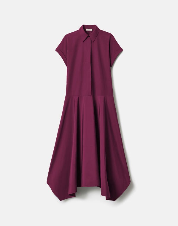 lafayette148 Organic Cotton Poplin Drop Waist Shirtdress