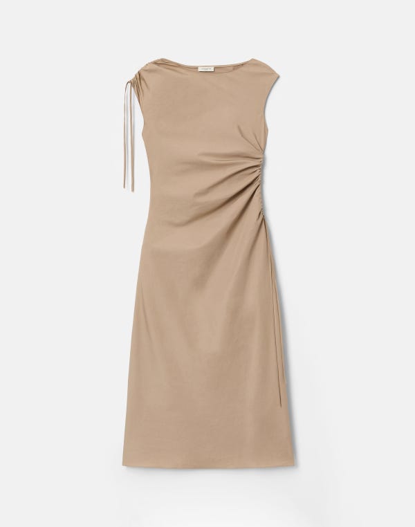 lafayette148 Organic Cotton Poplin Gathered Midi Dress