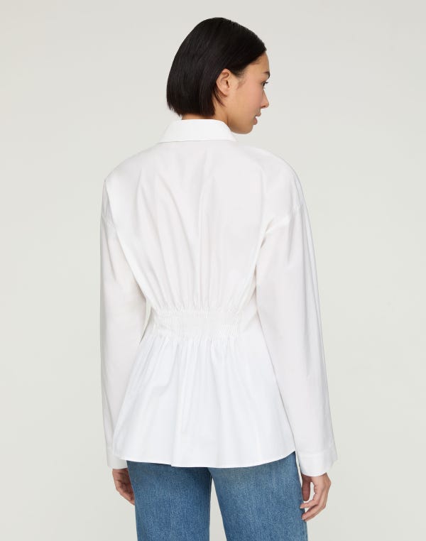 Lafayette148 Organic Cotton Poplin Pintuck Back Bridgehampton Shirt