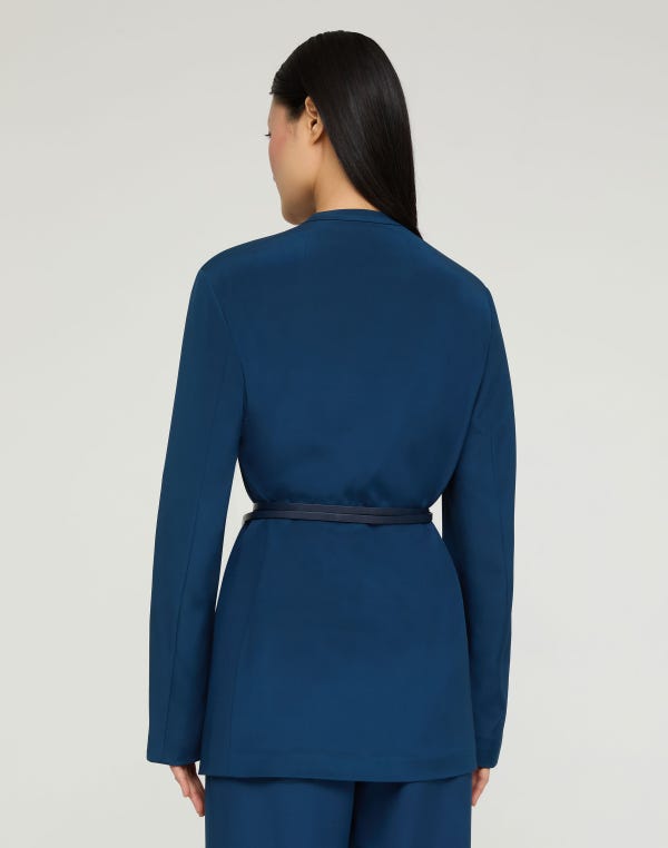 Lafayette148 Organic Silk Crepe De Chine Belted Cardigan Jacket & Vest