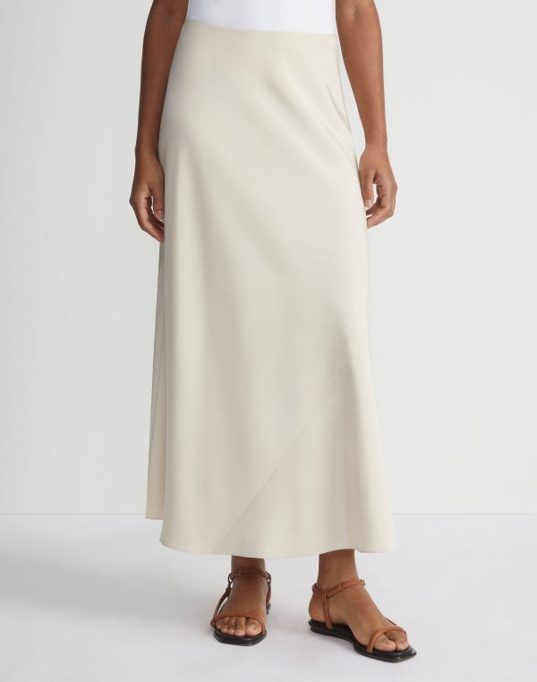 Lafayette148 Organic Silk Stretch Crepe De Chine Bias Skirt