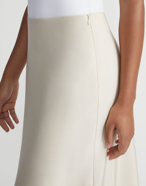 Lafayette148 Organic Silk Stretch Crepe De Chine Bias Skirt