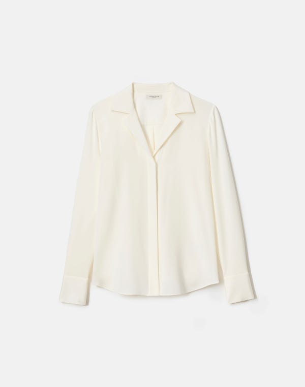 lafayette148 Organic Silk Stretch Georgette Collared Blouse