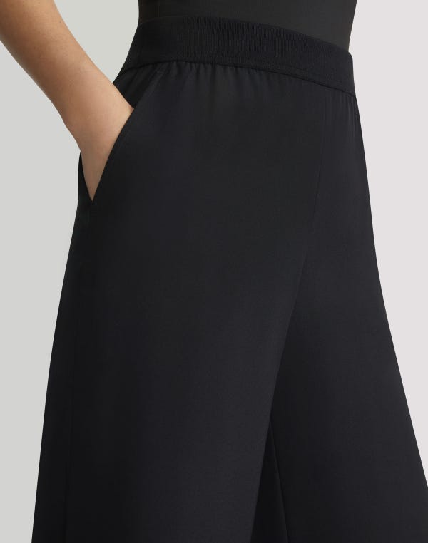 Lafayette148 Organic Silk Stretch Georgette Knit Waist Riverside Pant