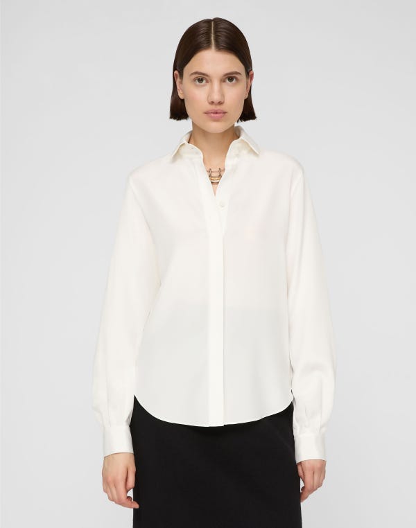 Lafayette148 Organic Silk Stretch Georgette Pleated Back Blouse