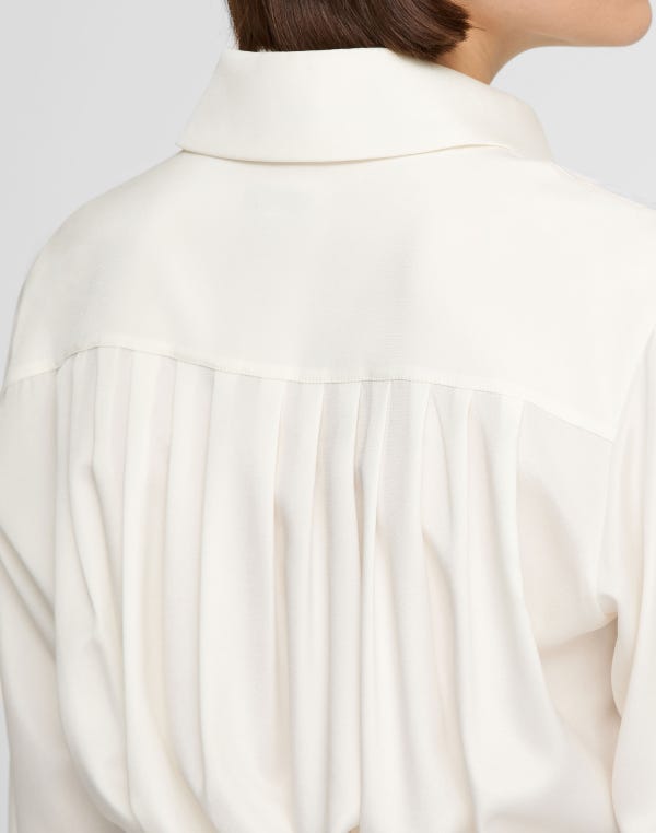 Lafayette148 Organic Silk Stretch Georgette Pleated Back Blouse