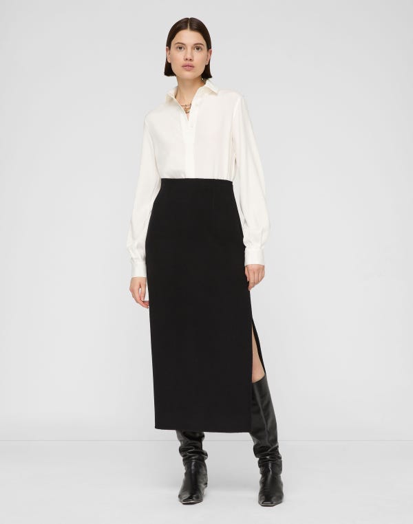 Lafayette148 Organic Silk Stretch Georgette Pleated Back Blouse