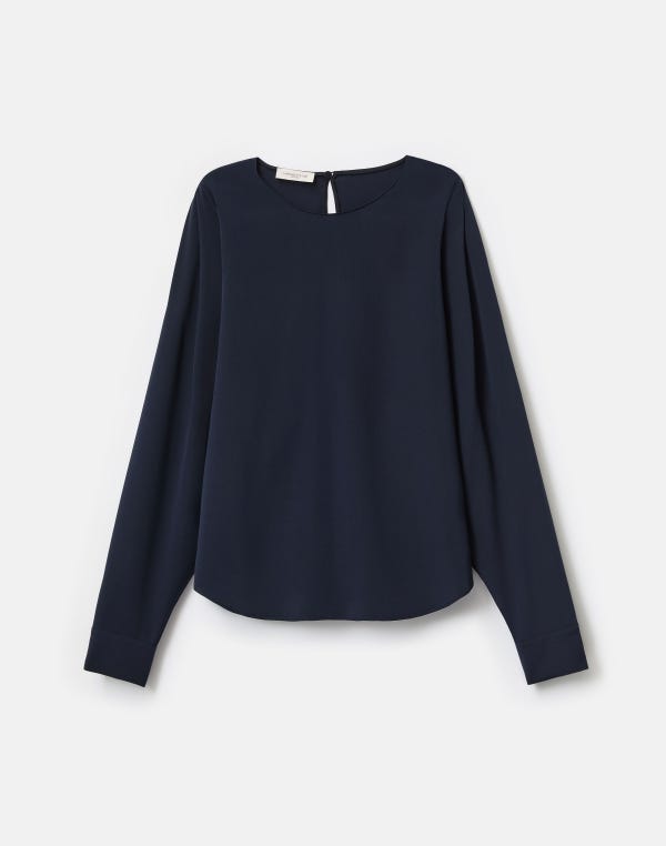 lafayette148 Organic Silk Stretch Georgette Pleated Shoulder Blouse