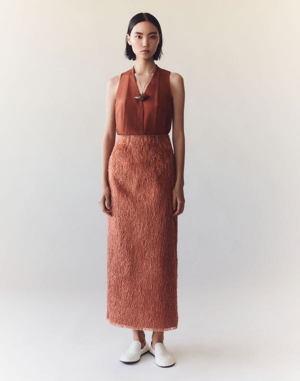 Lafayette148 Organic Silk Stretch Georgette V-Neck Sleeveless Blouse