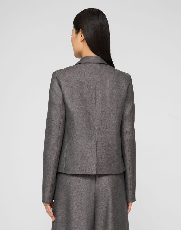 Lafayette148 Pixelated Wool Twill Cropped Boyfriend Blazer