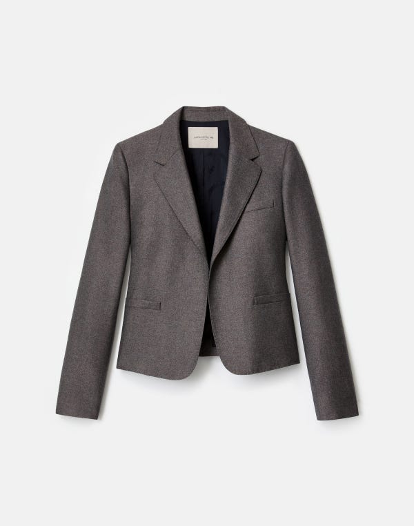 lafayette148 Pixelated Wool Twill Cropped Boyfriend Blazer