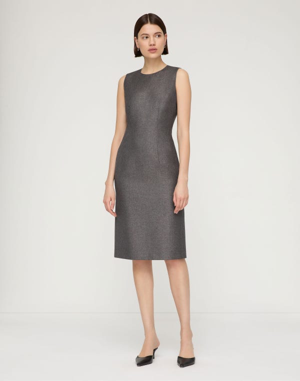Lafayette148 Pixelated Wool Twill Sleeveless Sheath Dress