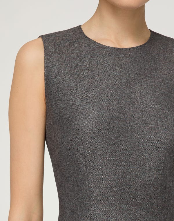 Lafayette148 Pixelated Wool Twill Sleeveless Sheath Dress
