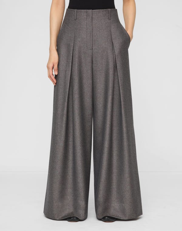 Lafayette148 Pixelated Wool Twill Warren Pleated Wide Leg Pant