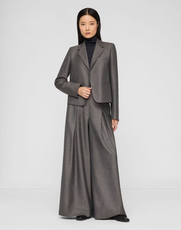 Lafayette148 Pixelated Wool Twill Warren Pleated Wide Leg Pant