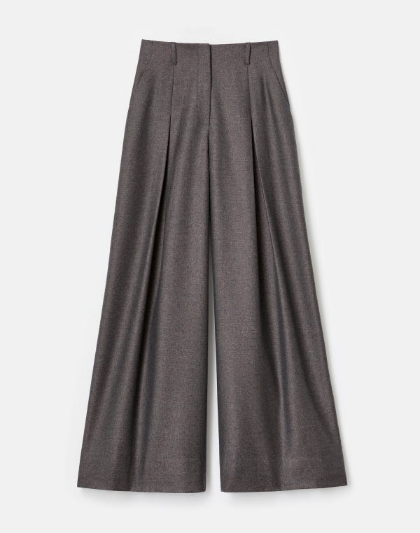 lafayette148 Pixelated Wool Twill Warren Pleated Wide Leg Pant