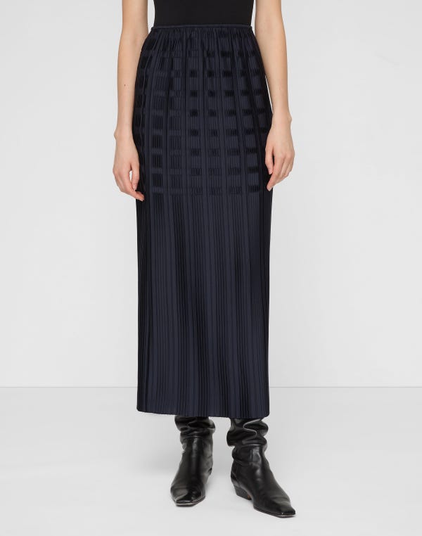 Lafayette148 Recycled Satin Basketweave Plissé Skirt