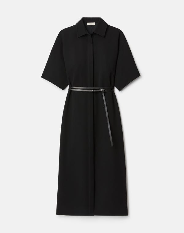 lafayette148 Responsible Finesse Crepe Belted Midi Shirtdress