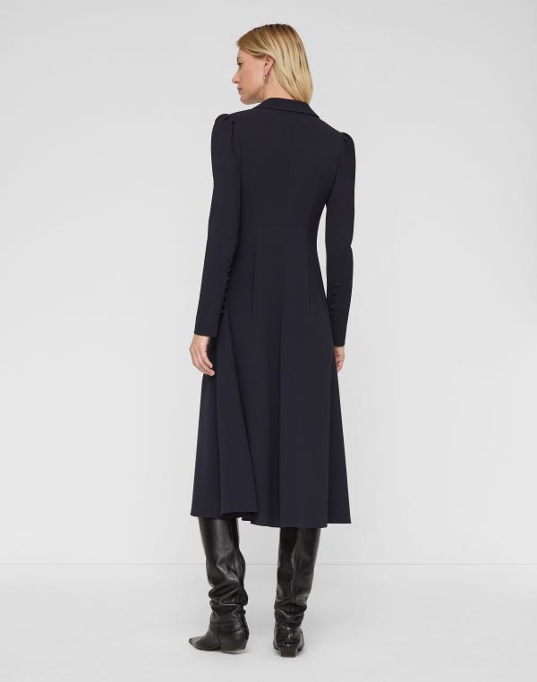 Lafayette148 Responsible Finesse Crepe Button Midi Dress