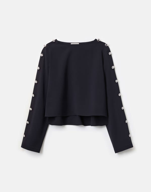 lafayette148 Responsible Finesse Crepe Button Sleeve Blouse
