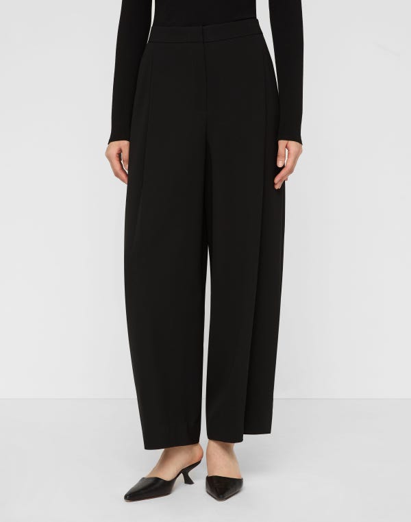 Lafayette148 Responsible Finesse Crepe Cooper Pleated Barrel Leg Ankle Pant