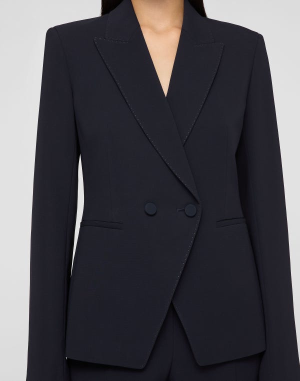 Lafayette148 Responsible Finesse Crepe Double Breasted Blazer