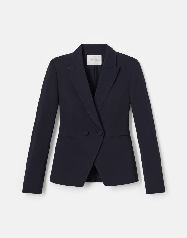 lafayette148 Responsible Finesse Crepe Double Breasted Blazer