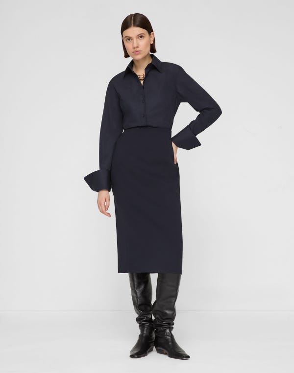 Lafayette148 Responsible Finesse Crepe High Waisted Pencil Skirt