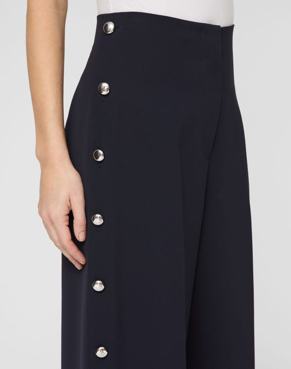 Lafayette148 Responsible Finesse Crepe Thames Button Wide Leg Pant