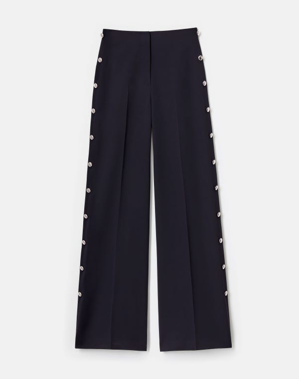 lafayette148 Responsible Finesse Crepe Thames Button Wide Leg Pant