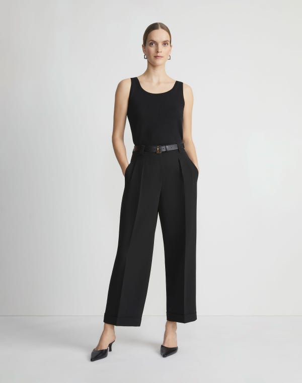 Lafayette148 Responsible Finesse Crepe Wyatt Barrel Leg Pant