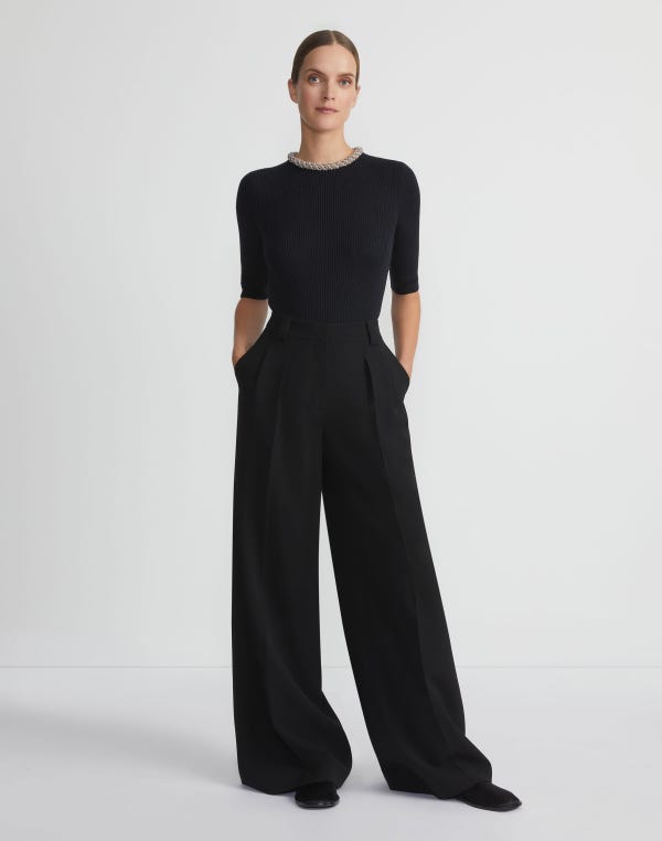 Lafayette148 Responsible Finesse Crepe Wyatt Wide Leg Pant