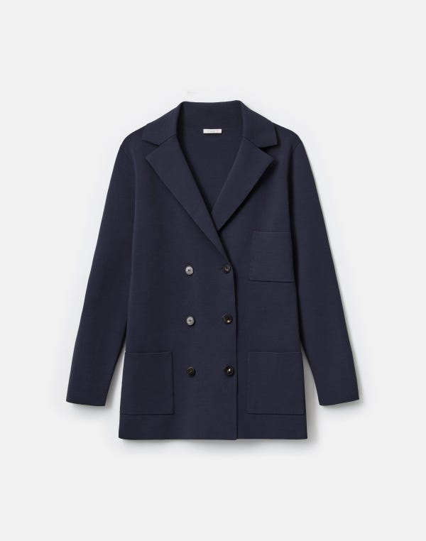 lafayette148 Responsible Matte Crepe Knit Double Breasted Blazer