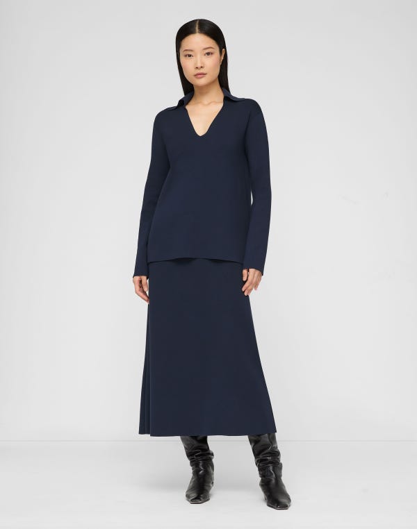 Lafayette148 Responsible Matte Crepe Knit Midi Skirt