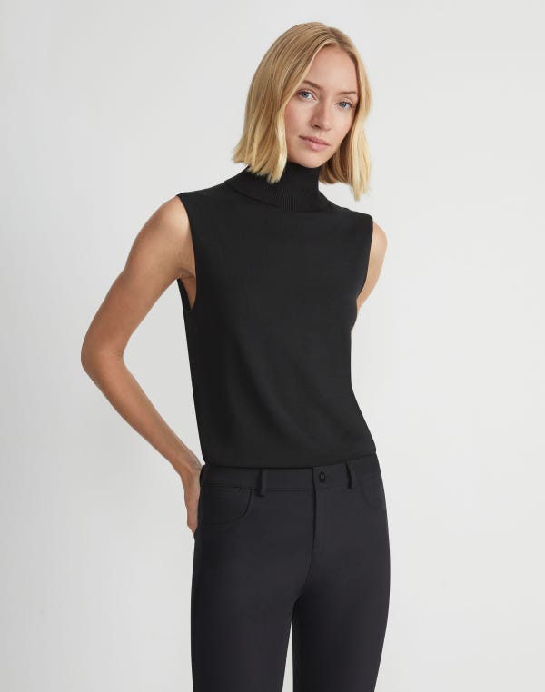Lafayette148 Responsible Matte Crepe Sleeveless Turtleneck