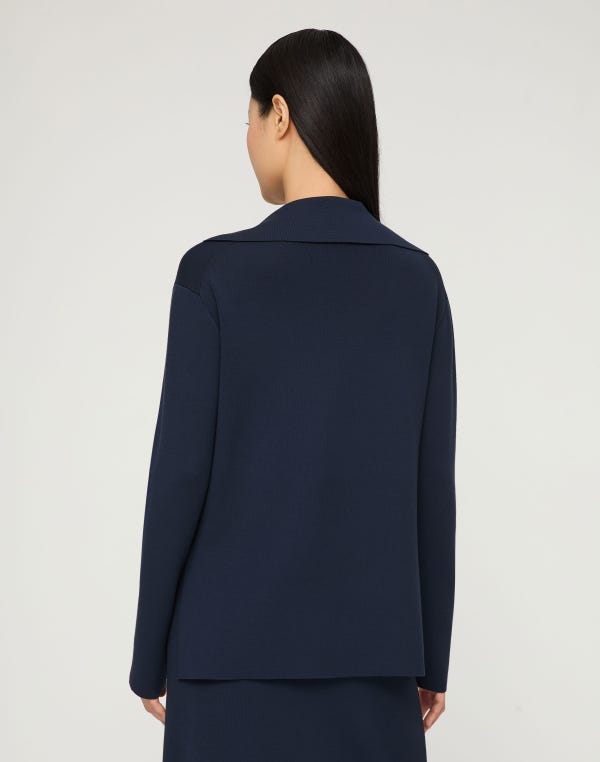 Lafayette148 Responsible Matte Crepe Split Collar Sweater