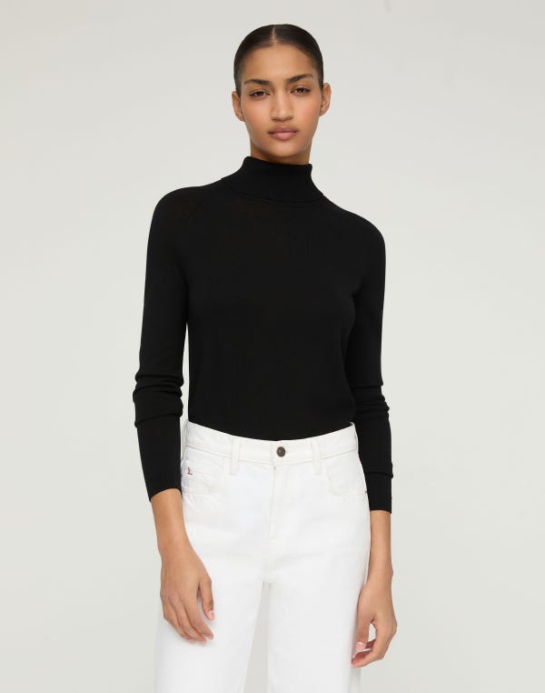 Lafayette148 Responsible Matte Crepe Turtleneck Sweater