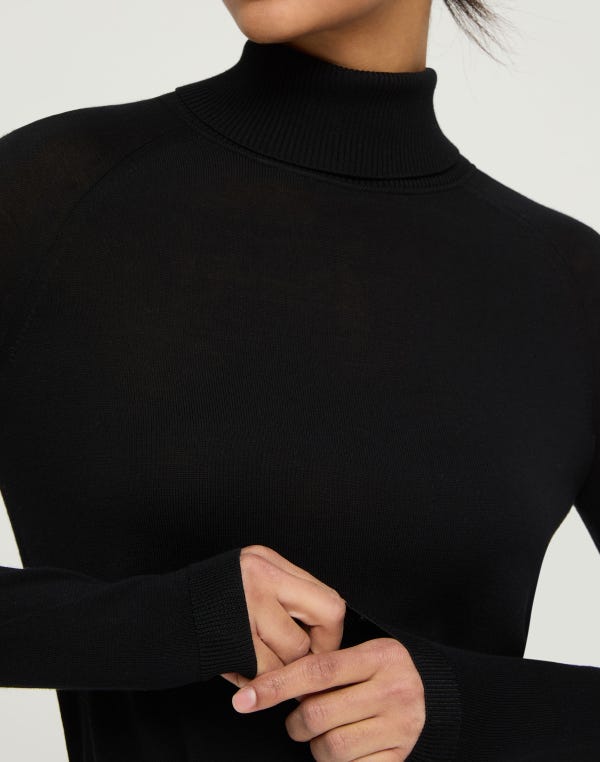 Lafayette148 Responsible Matte Crepe Turtleneck Sweater