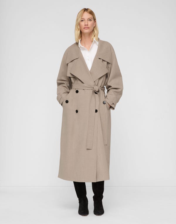 Lafayette148 Responsible Stretch Wool Belted Oversized Trench Coat