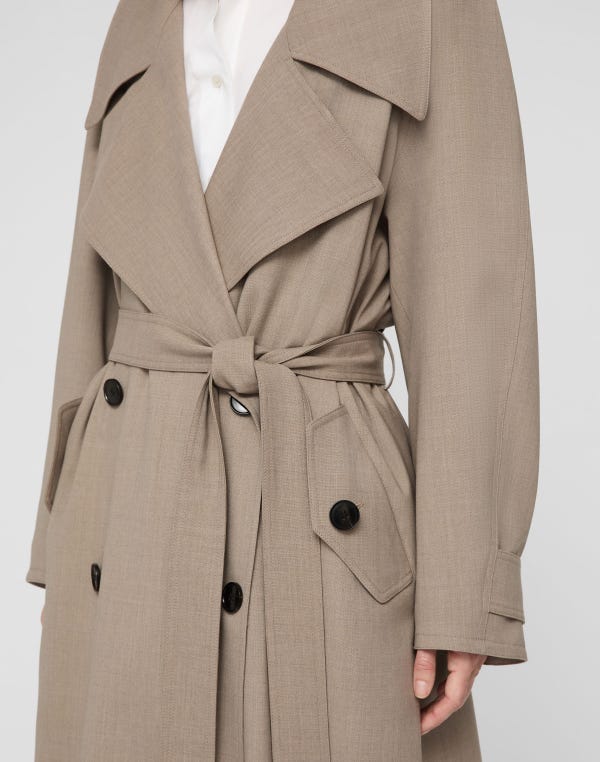 Lafayette148 Responsible Stretch Wool Belted Oversized Trench Coat