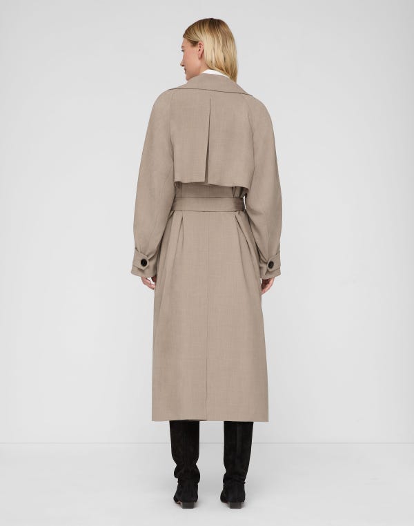 Lafayette148 Responsible Stretch Wool Belted Oversized Trench Coat