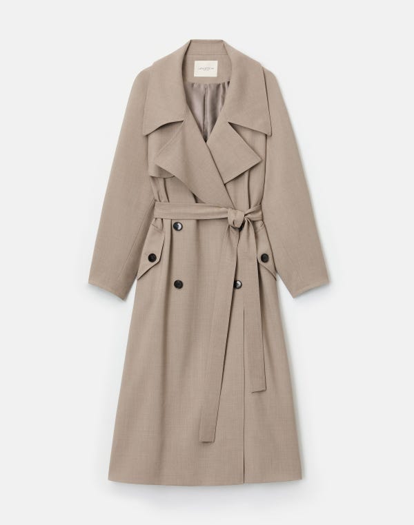 lafayette148 Responsible Stretch Wool Belted Oversized Trench Coat
