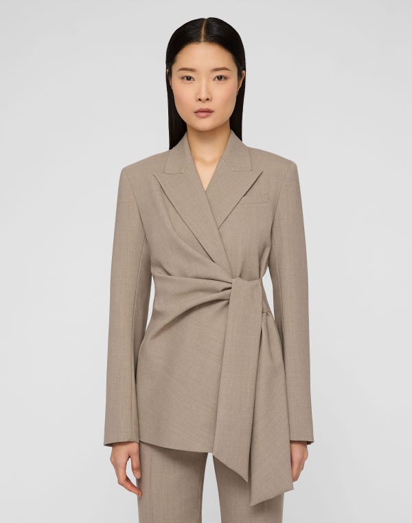 Lafayette148 Responsible Stretch Wool Slim Wrap Blazer