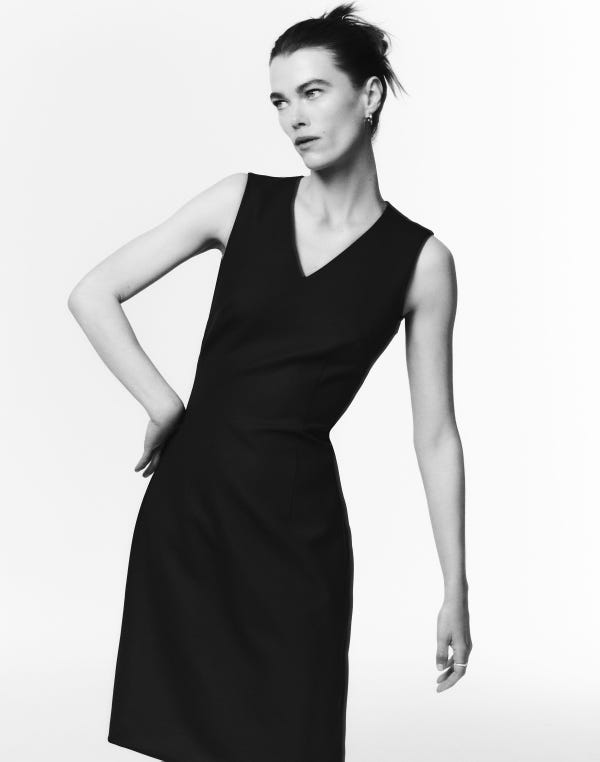 Lafayette148 Responsible Stretch Wool V-Neck Sheath Dress