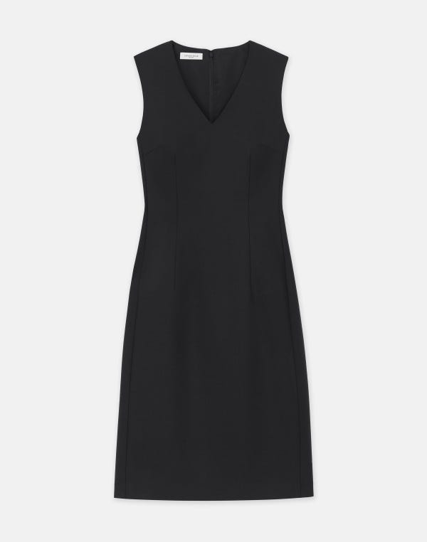 lafayette148 Responsible Stretch Wool V-Neck Sheath Dress