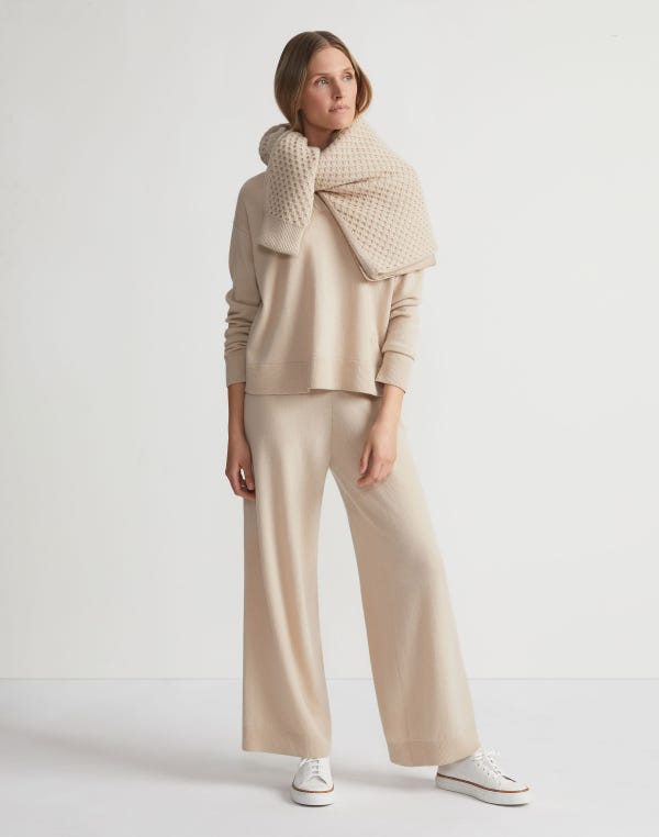 Lafayette148 Responsible Wool-Cashmere Split Collar Sweater