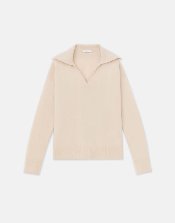 lafayette148 Responsible Wool-Cashmere Split Collar Sweater