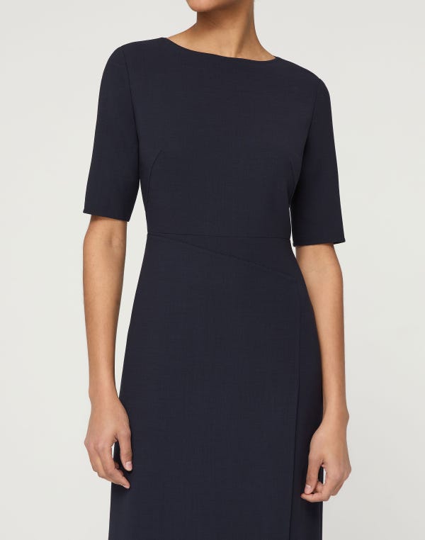 Lafayette148 Responsible Wool Double Face Fitted Midi Dress